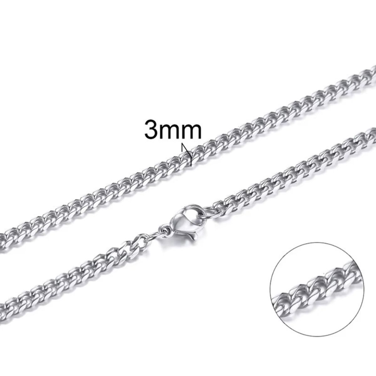 GENERICO - Cadena Acero Miami Cuban 3 mm 60 cm
