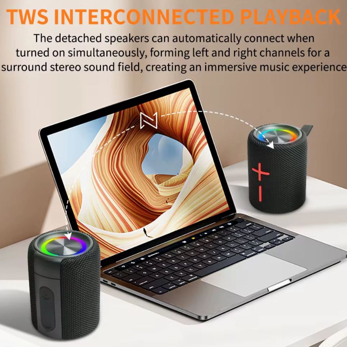 GENERICO - Parlante Portátil Bluetooth Magnético Potente Luces RGB Estéreo 2 EN 1
