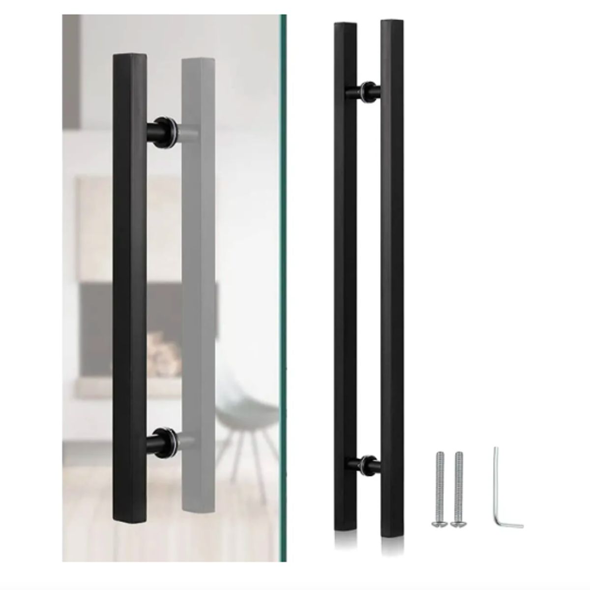 GENERICO - Manillon Doble Acero Inoxid 80cm Para Puerta Madera Cristal