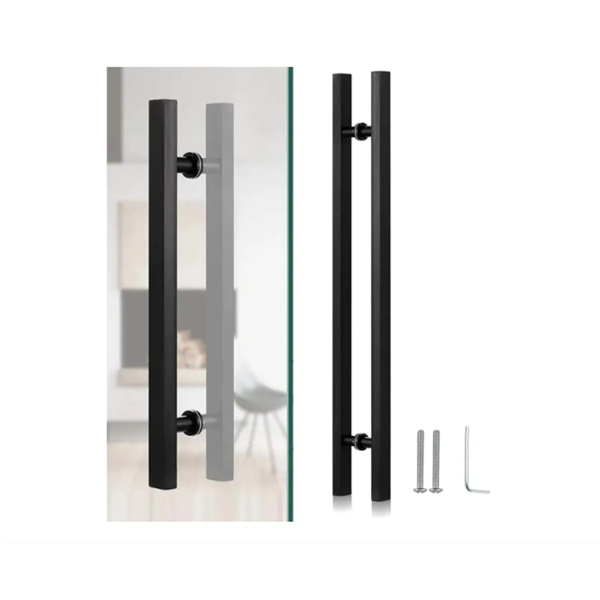 GENERICO - Manillon Doble Acero Inoxid 80cm Para Puerta Madera Cristal