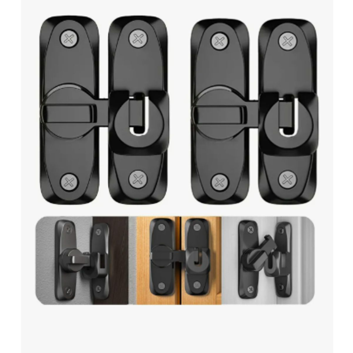 GENERICO - 2 Pack Cerraduras Para Puertas De Granero De 90 Y 180 Grados Negro