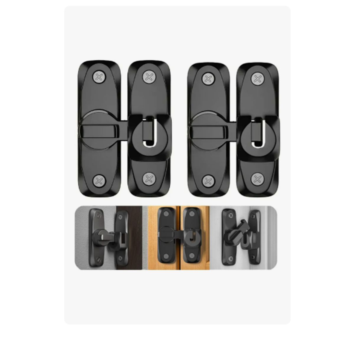 GENERICO - 2 Pack Cerraduras Para Puertas De Granero De 90 Y 180 Grados Negro