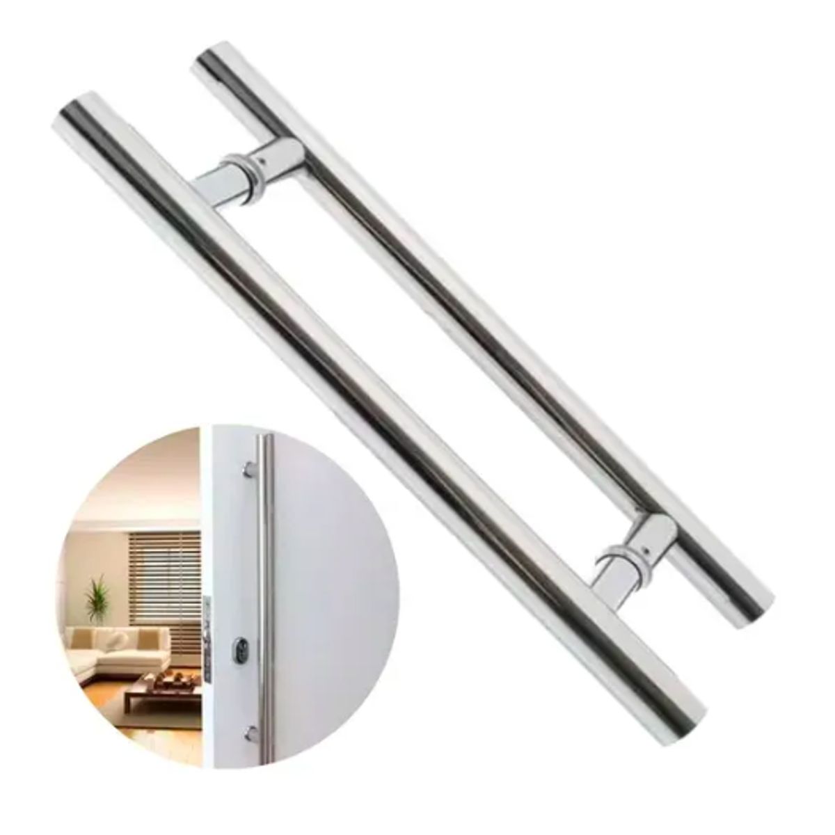 GENERICO - Manillon Doble Acero Inoxidable 100 Cm Para Puerta Madera