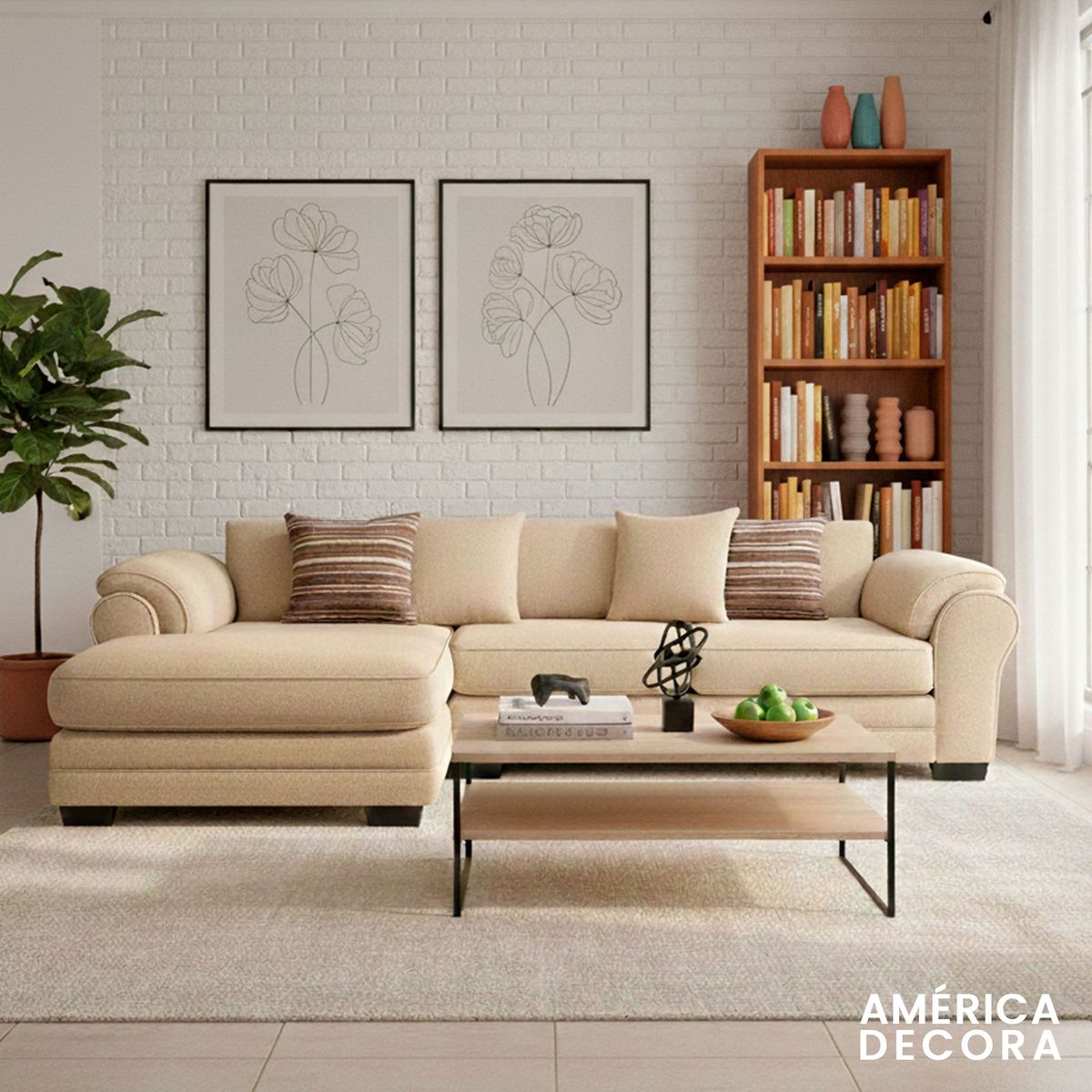 AMERICA DECORA - Sofá Seccional Izquierdo 5 Cuerpos XL Con Resorte Estructural Grandón Chenille