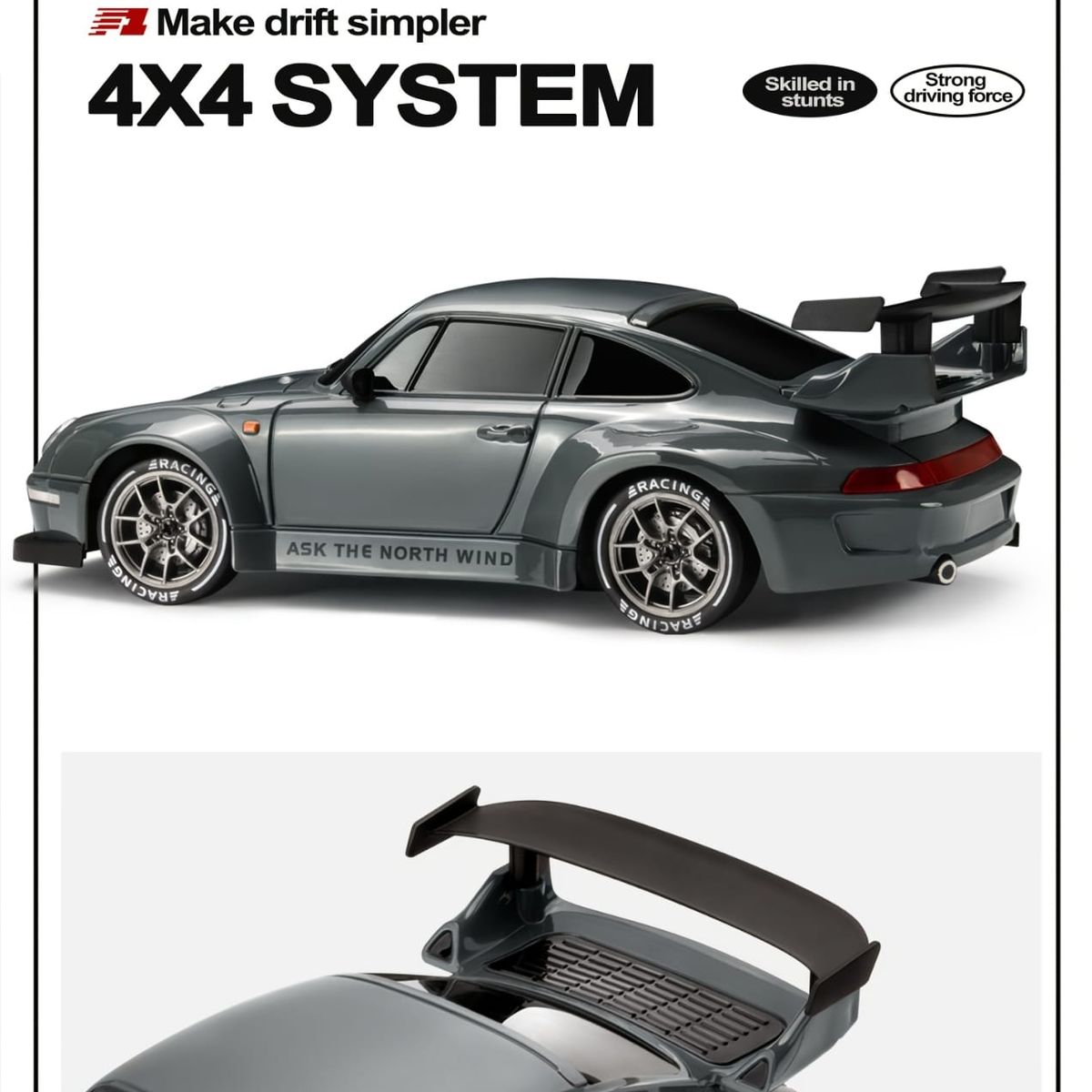 DRIFT - Auto de Drift a control remoto Porsche 911 escala 1 :24 color gris