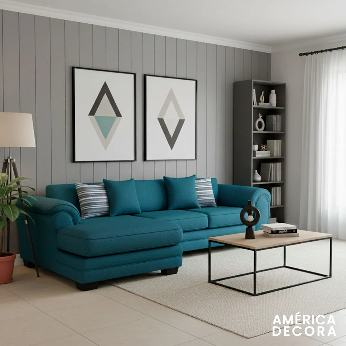 AMERICA DECORA - Sofá Seccional Izquierdo 5 Cuerpos XL Con Resorte Estructural Grandón Chenille