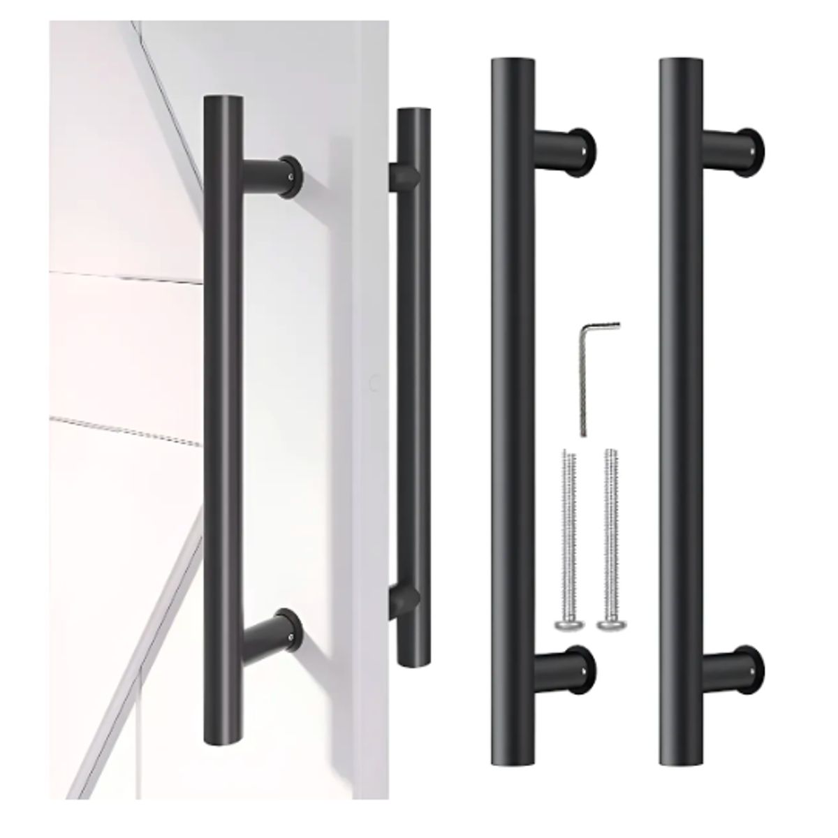 GENERICO - Manillon Doble Acero Inoxidable 60 Cm Para Puerta Madera