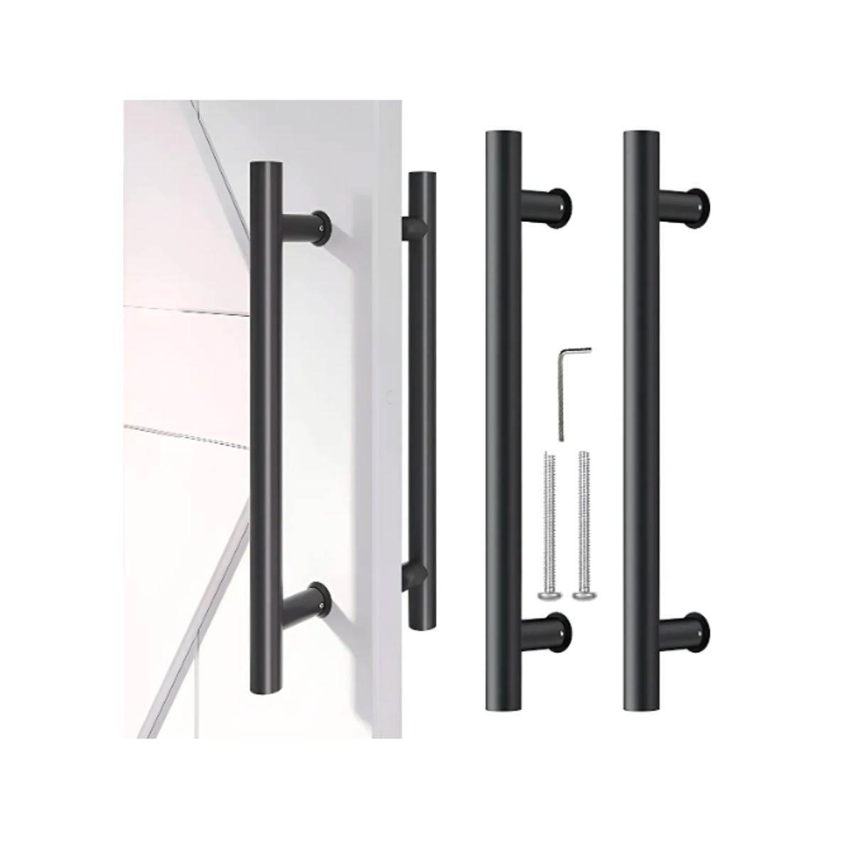 GENERICO - Manillon Doble Acero Inoxidable 60 Cm Para Puerta Madera