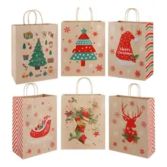 SUPERCENTER - 12 Bolsas De Regalonavidad 27x21x11cm Navidad Pascua Bolsa de papel kraft navideña