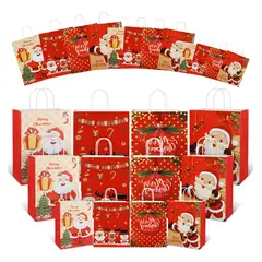 SUPERCENTER - 12 Bolsas Ecológicas Regalos Navidad21x15x8cm Navidad Pascua Rojo