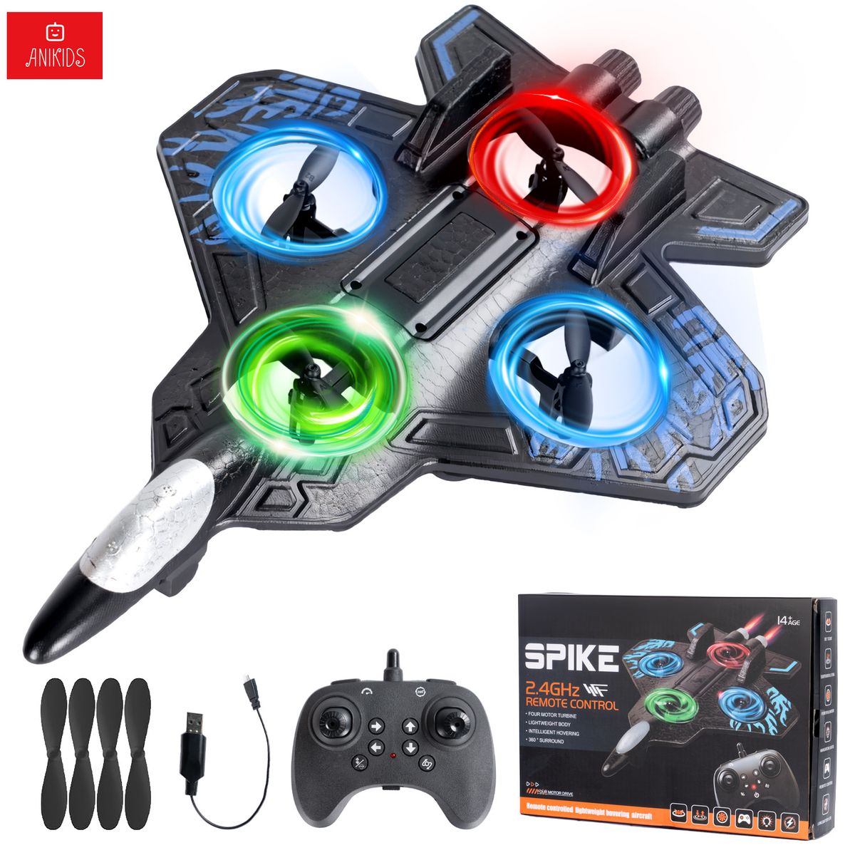 ANIKIDS - Avión Truco De Juguete Rc Niños Niñas Control Remoto Con Luz