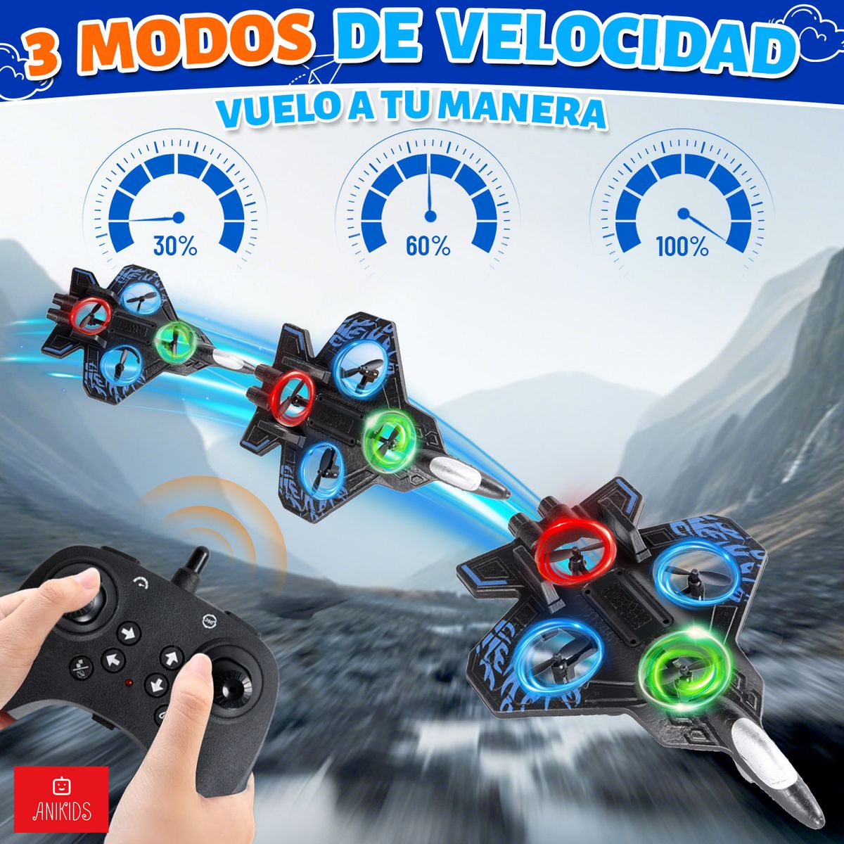 ANIKIDS - Avión Truco De Juguete Rc Niños Niñas Control Remoto Con Luz