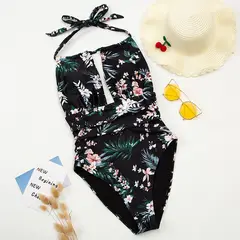 HIPSY SWIMWEAR - Traje de baño Mujer Luna negro floral Hipsy
