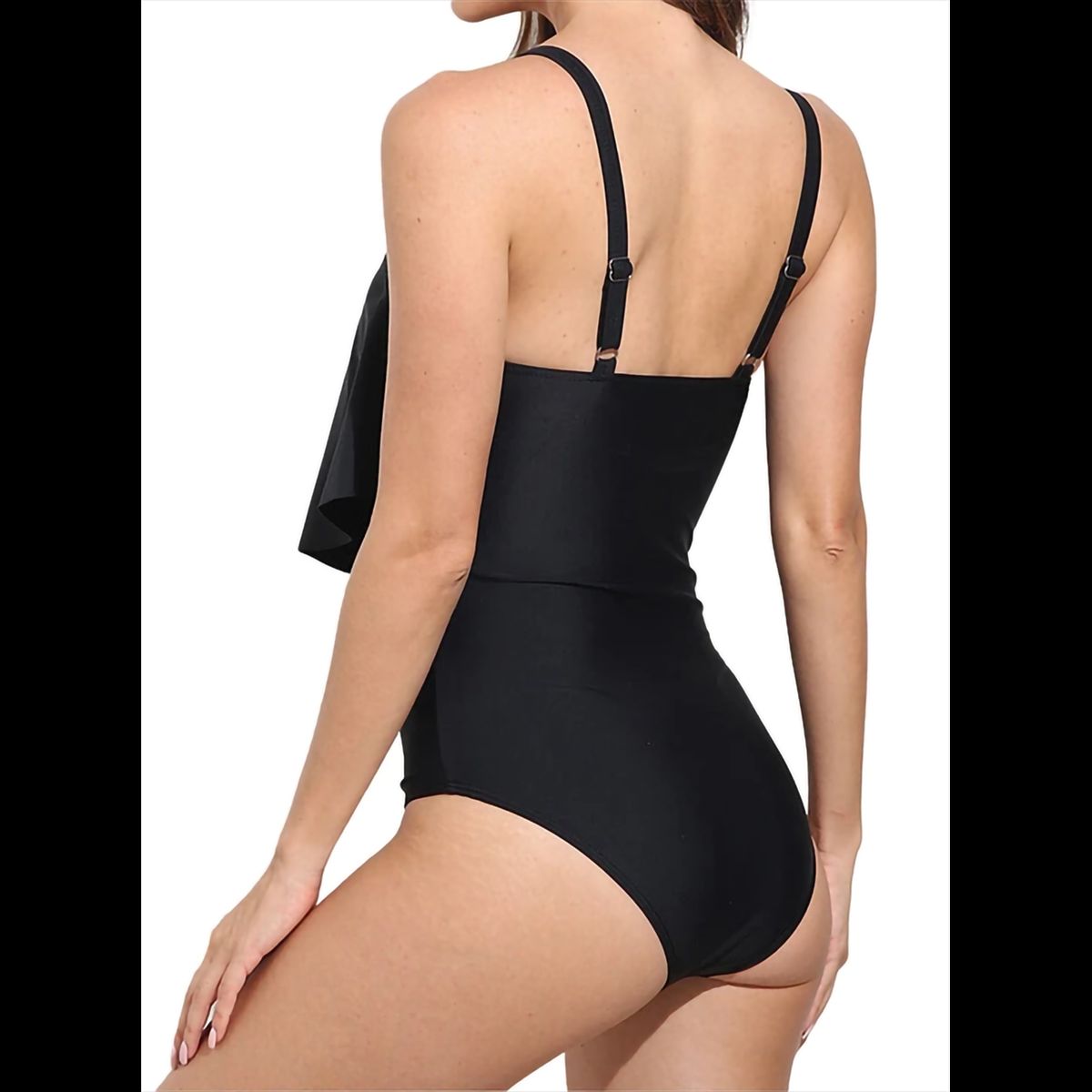 HIPSY SWIMWEAR - Traje de baño Mujer entero Negro top en punta Hipsy
