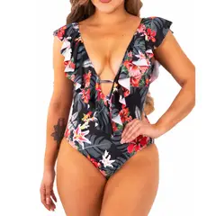 HIPSY SWIMWEAR - Traje de baño Mujer María Black floral Hipsy
