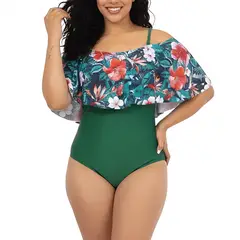 HIPSY SWIMWEAR - Traje de baño Mujer floral sin hombros Verde Lu Hipsy