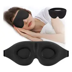 KUANGYE - Máscara Antifaz Para Dormir Tapa Ojos Sueño Dormir Viajar Negro Liso