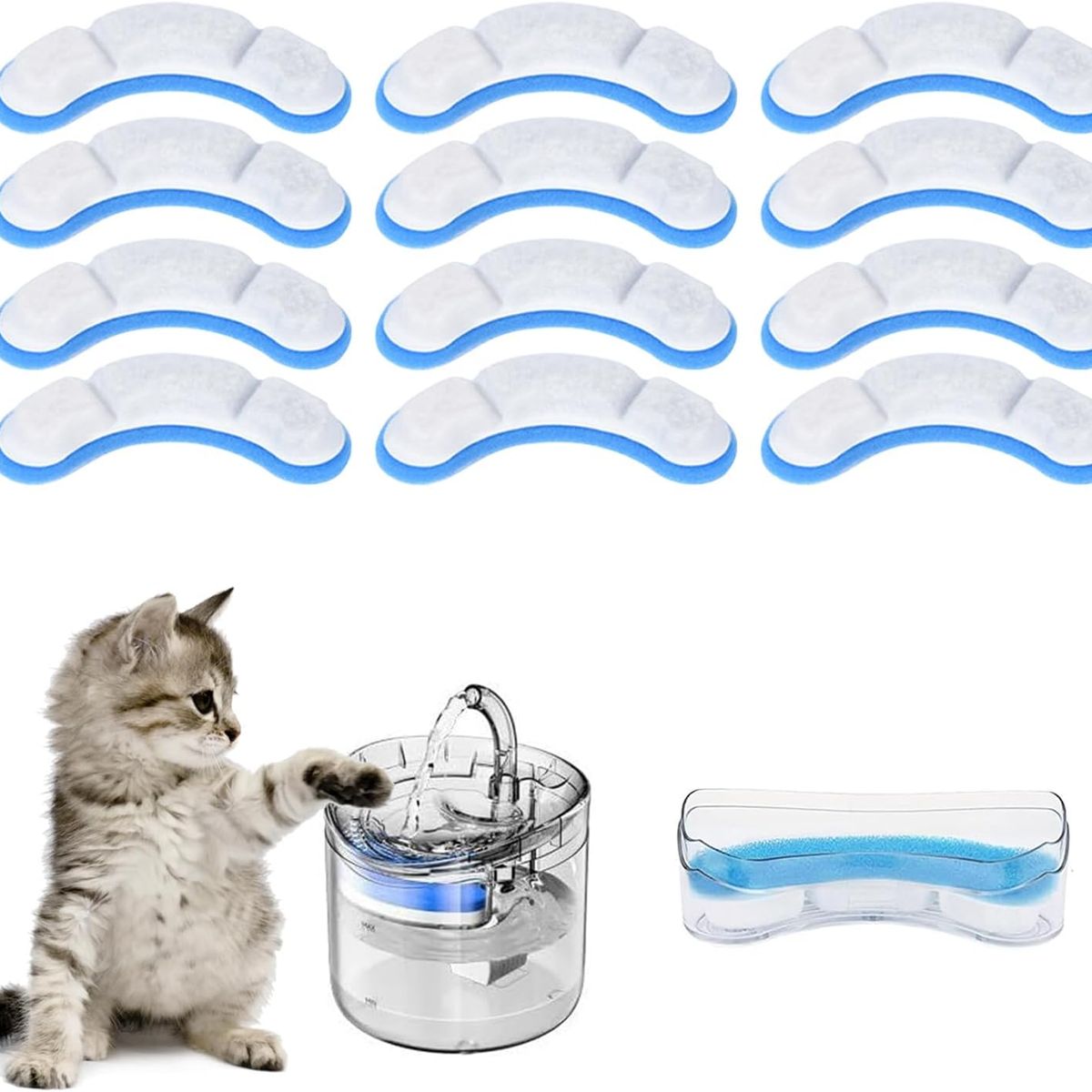 KUANGYE - X12 Filtros Perro Fuente Agua Bebedero Gato Fuente Agua Blanco