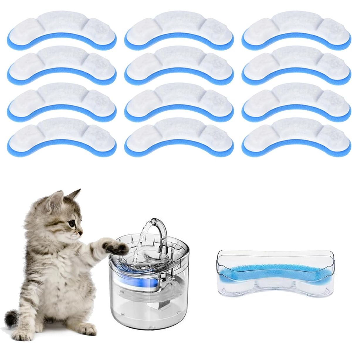 KUANGYE - X12 Filtros Perro Fuente Agua Bebedero Gato Fuente Agua Blanco