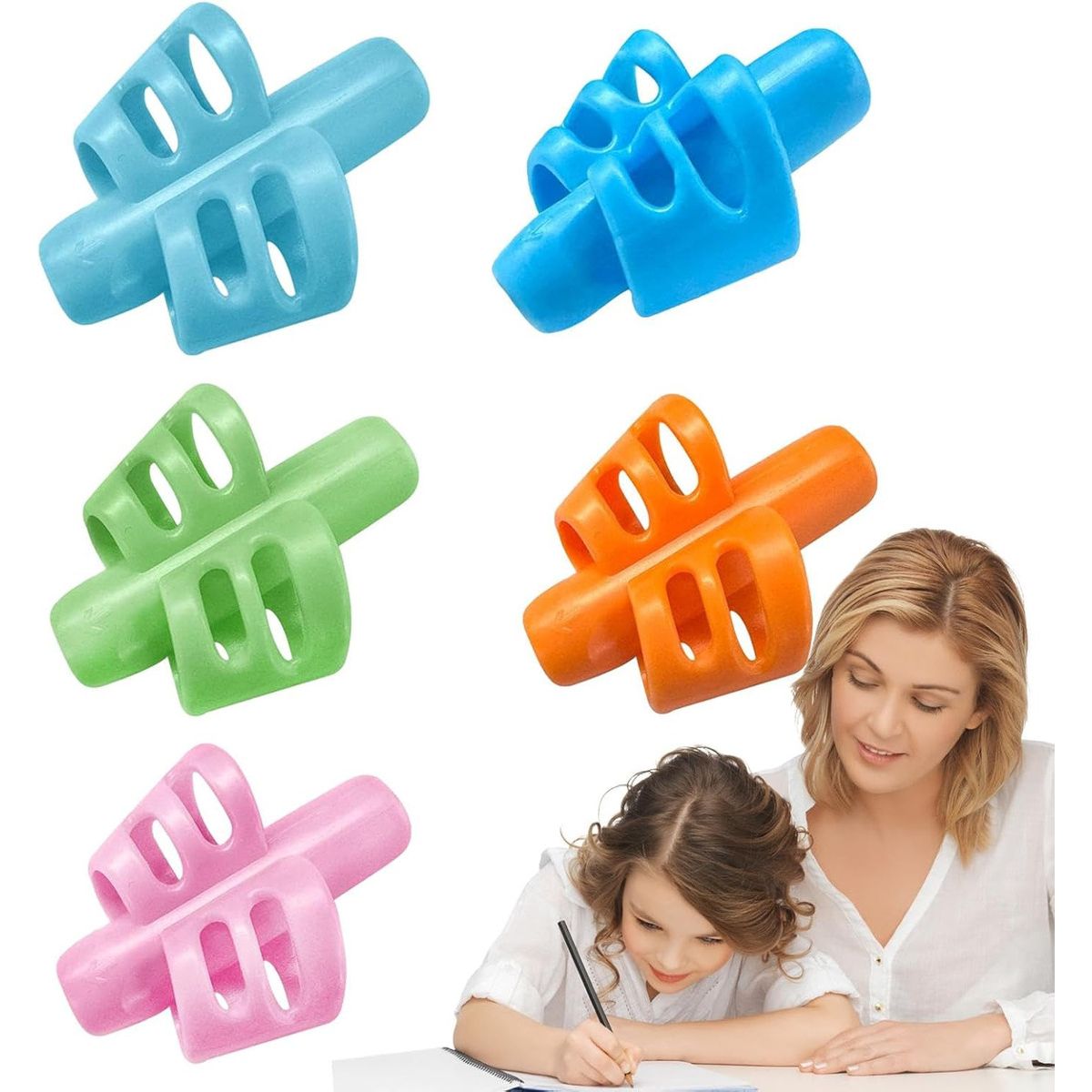 GENERICO - 5 Adaptadores Ergonómico Para Tomar El Lápiz Pencil Grip