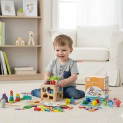 JUMP KIDS - Cubo Didáctico Montessori Niño o Niña Juguete Multifuncional Madera Bebe Infantil