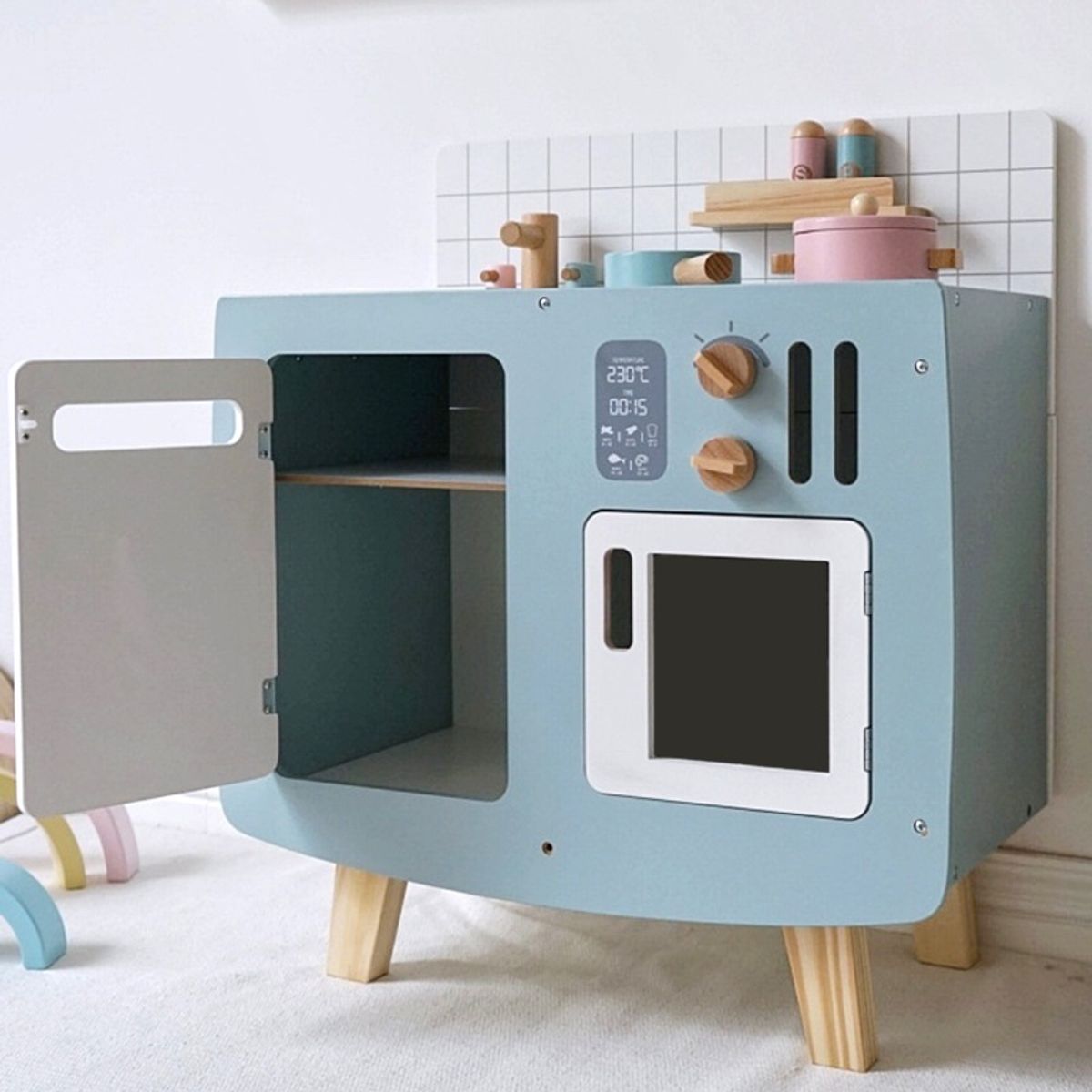 GENERICO - Cocina De Madera Con Accesorios Celeste