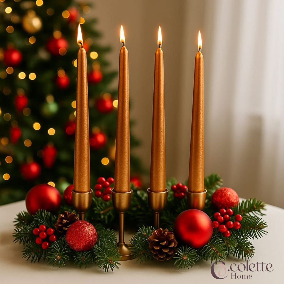 COLETTE - Set De Velas Altas De Cera Cobre Copper