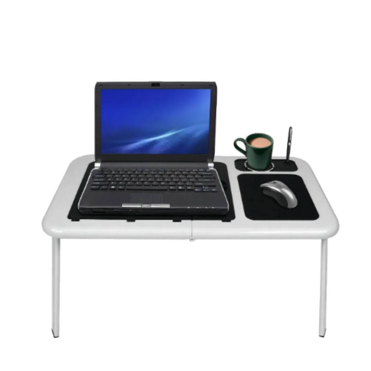 GENERICO - Mesa Portátil Notebook Laptop Plegable Con Ventiladores Color Blanco Con Negro