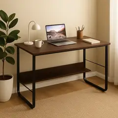 SPACE HOME - Escritorio Industrial Reforzado Dark Wood MDF + Fierro 100×60 cm