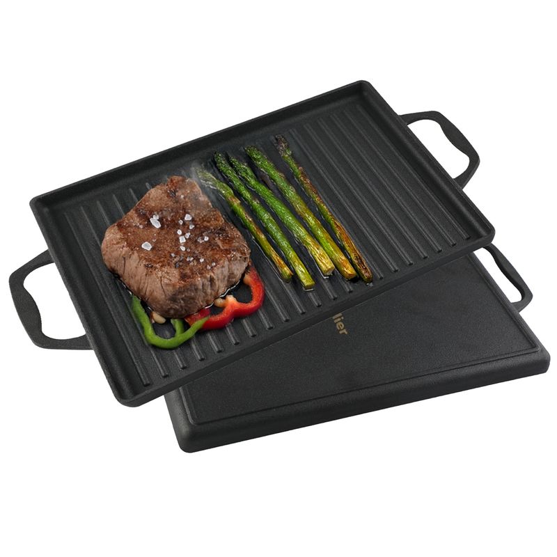 HOMELY - Plancha Churrasquera Hierro Fundido Atelier Cocina Reversible 2 en 1