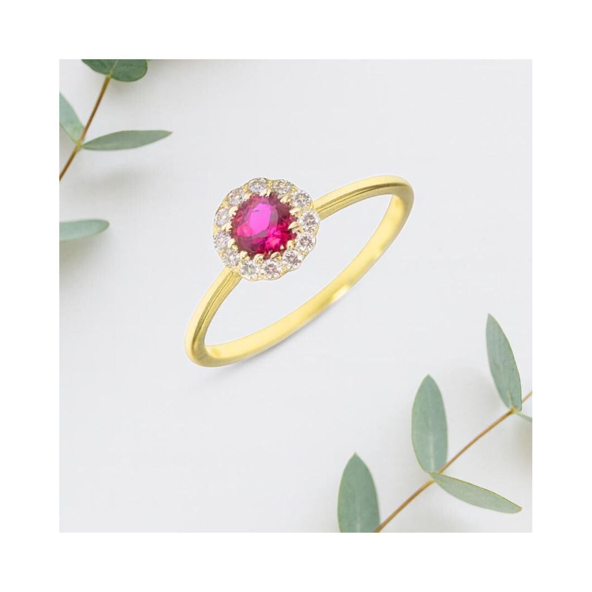 JOYAS LANDEROS - Anillo Oro 18k Roseta Rubí