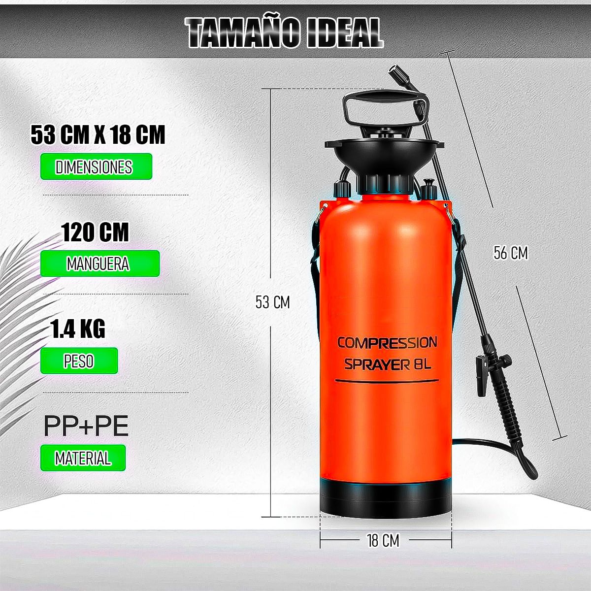 GENERICO - Pulverizador Agua Regadera Plantas Rociador Pulverizador 8l