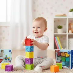 HUANGER - Set 8 Bloques Sensoriales De Silicona Con Números Juguete Bebé