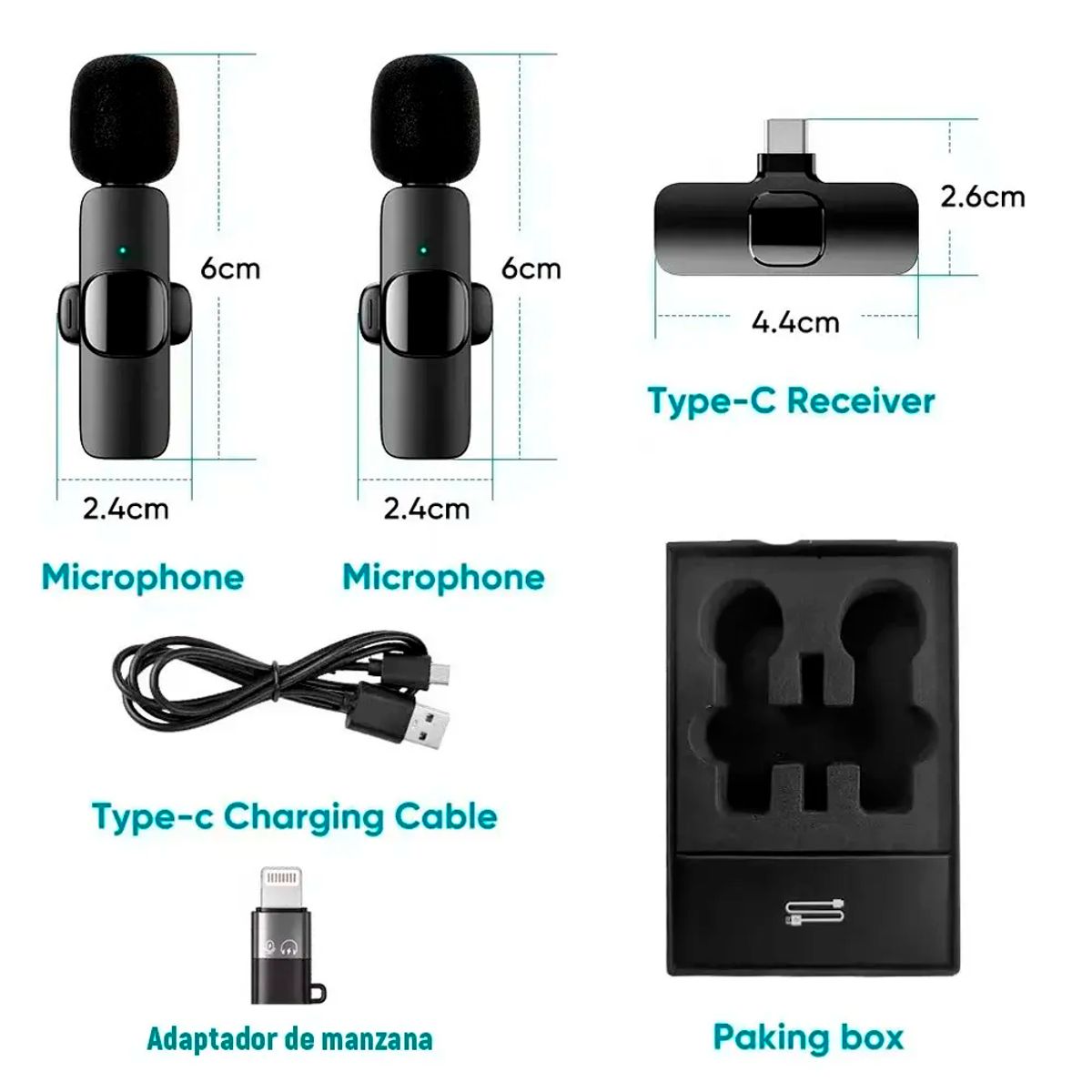 GENERICO - Micrófono Lavalier Inalámbrico Para Ios iPhone iPad Android