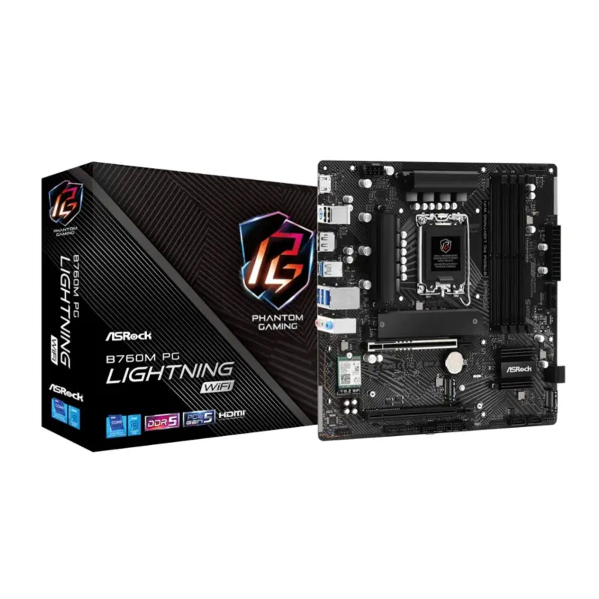 ASROCK - Placa Madre ASRock B760M PG Lightning WiFi LGA 1700 DDR5 mATX