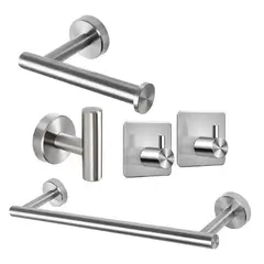 GENERICO - Set De 5 Accesorios De Baño Acero Inoxidable Plata