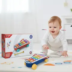 TEDMIMAK - Xilófono Cohete Piano Carrito de Arrastre Juguete Educativo Bebé Niño Niña