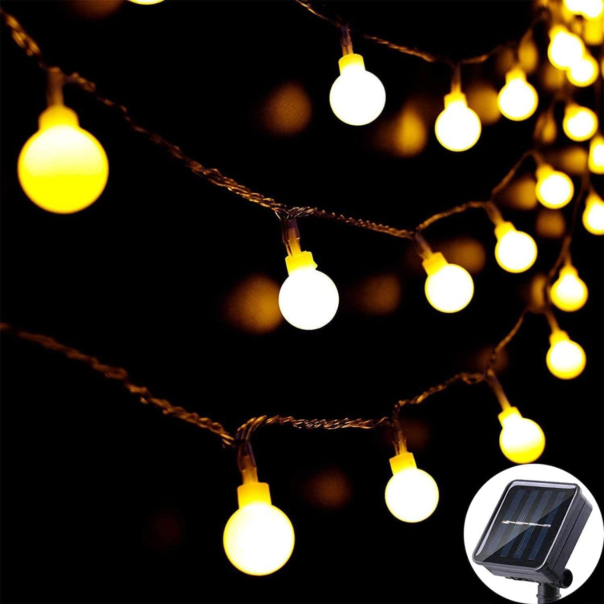 GENERICO - Luz Luces Navidad Recarga Solar 5m Esfera Cálida