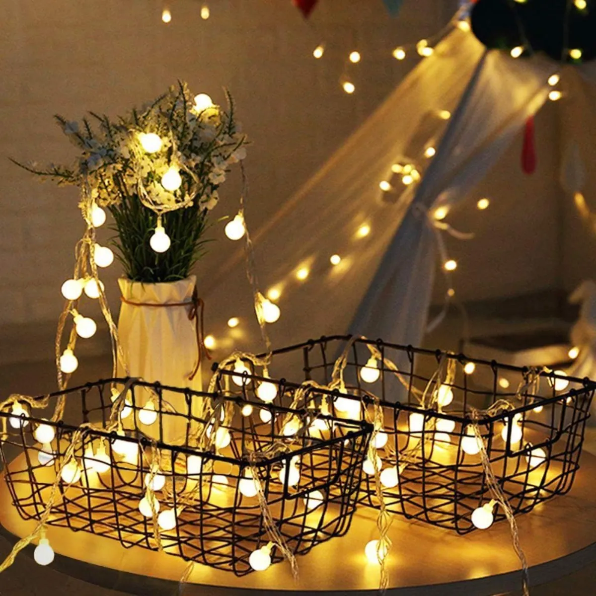 GENERICO - Luz Luces Navidad Recarga Solar 5m Esfera Cálida