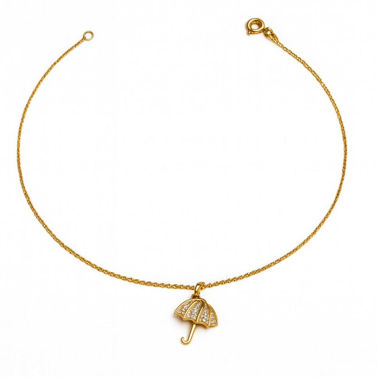 JB JOYAS BARON - Tobillera Oro Amarillo 18kt Paragua de Diamantes