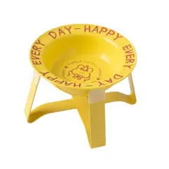 SUKEA - Plato Cuenco Comedero Bebedero Cerámica Para Mascotas Amarillo