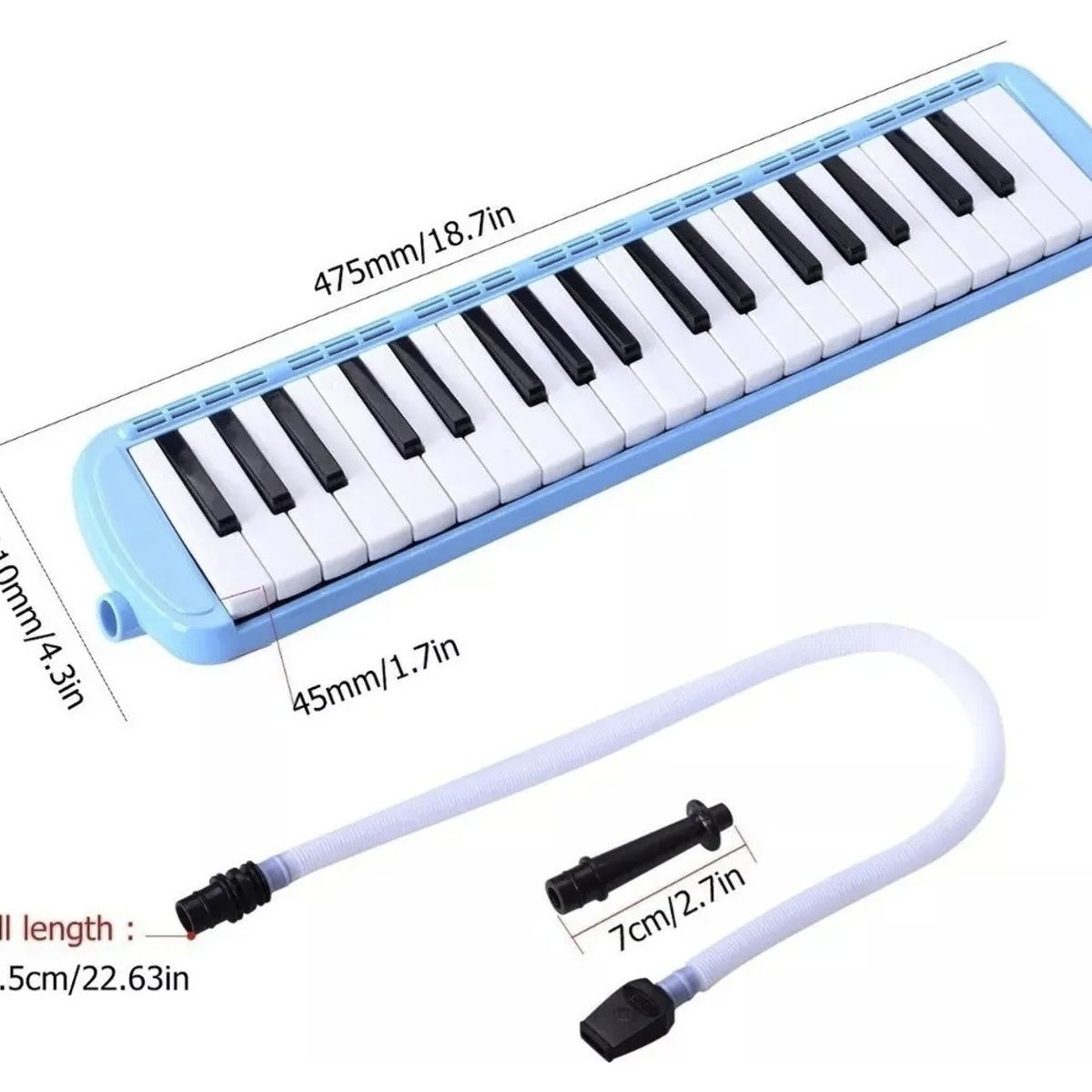 GENERICO - Melodica 37 Notas Con Bolso Y Dos Boquillas Celeste