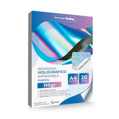 GENERICO - Papel Adhesivo Holográfico Premium 110g / 20 hojas Imprimible Inkjet - Puntos