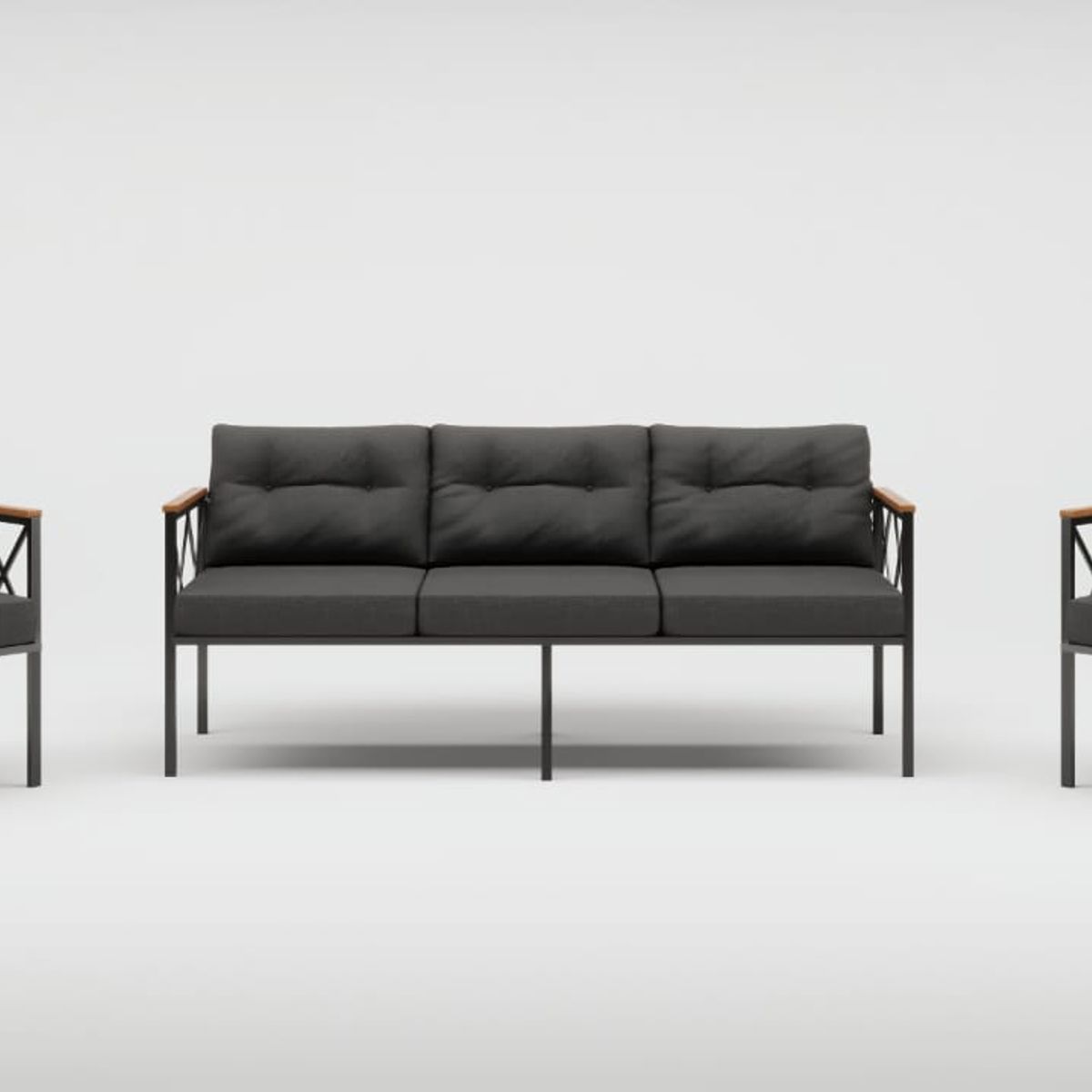 GENERICO - Juego de Living de Terraza Safir Gris  5 Personas