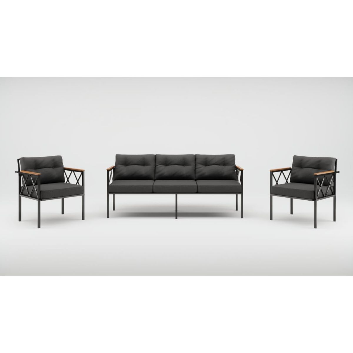 GENERICO - Juego de Living de Terraza Safir Gris  5 Personas