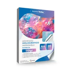 GENERICO - Papel Adhesivo Holográfico Premium 110g / 20 hojas Imprimible Inkjet - Burbujas