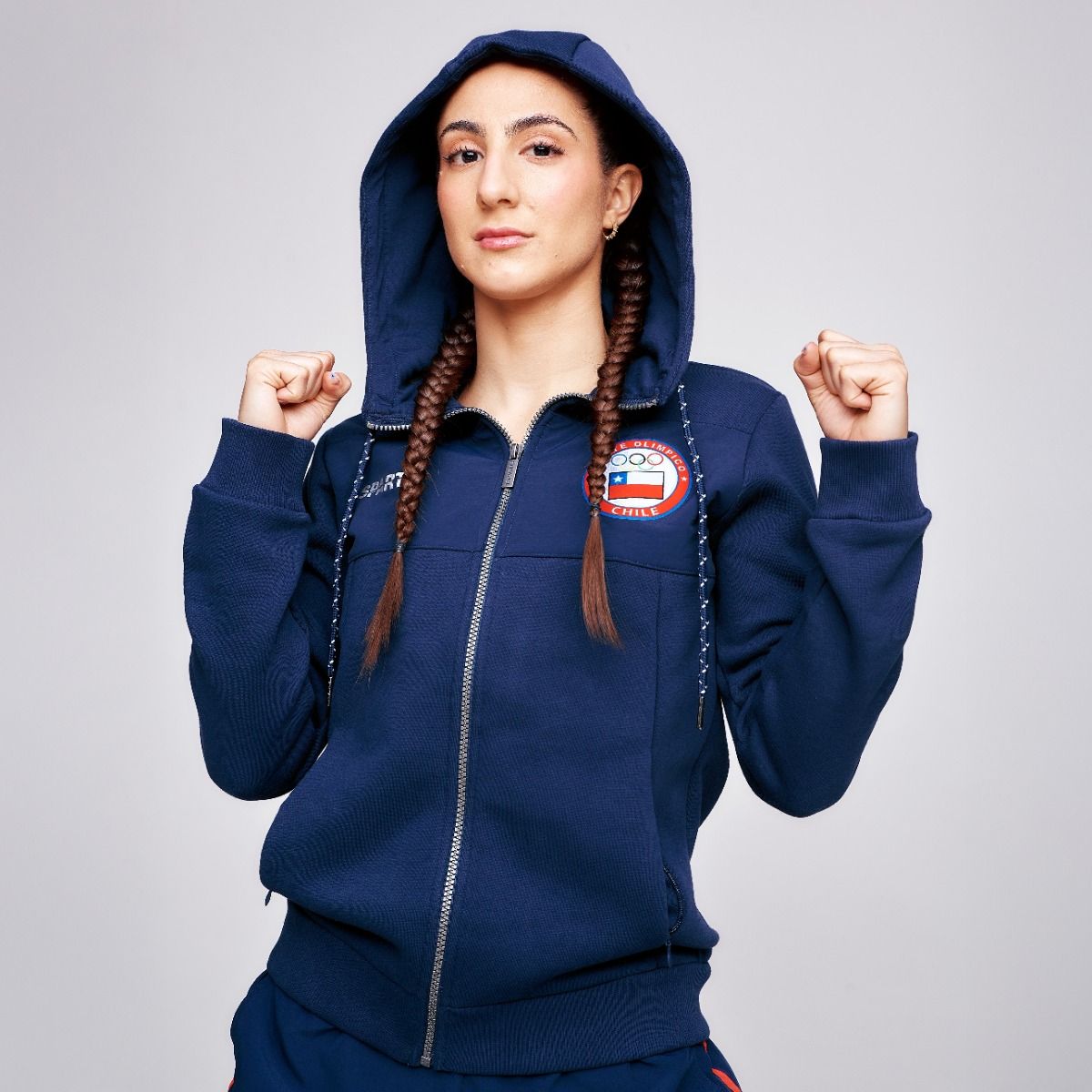 SPARTA - Polerón Entrenamiento Mujer Sparta Team Chile Full Zip Azul