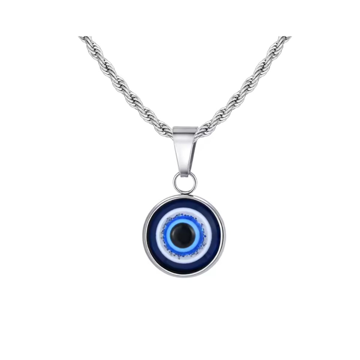 GENERICO - Collar Acero Tourbillon Con Amuleto Ojo Turco 50 cm