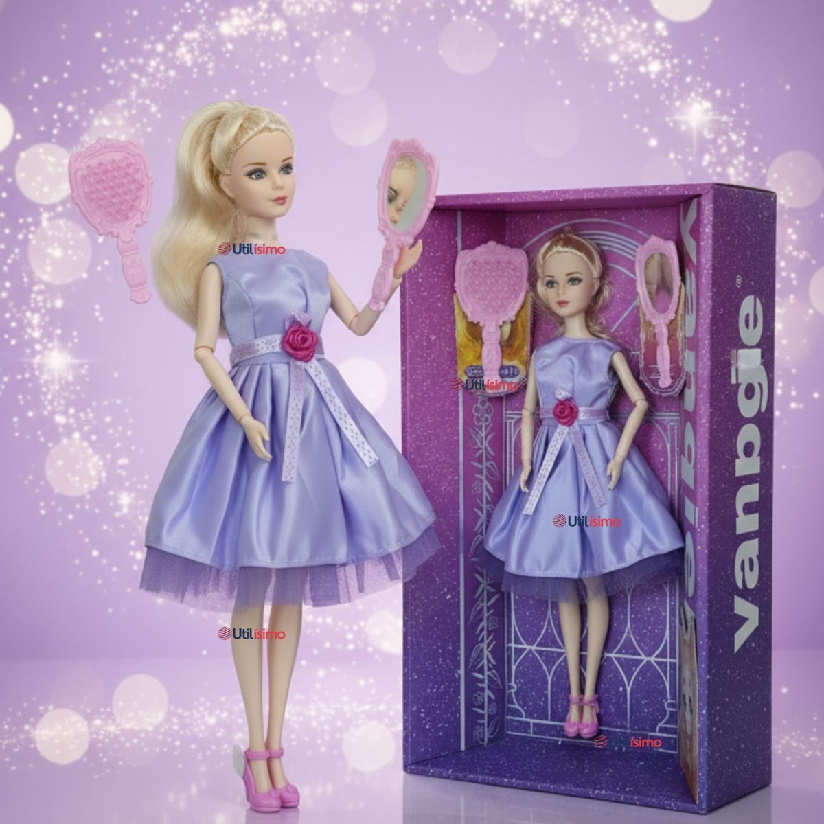 UTILISIMO - Set de Juego Muñeca Princesa Con Espejo Y Peine
