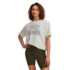 UNDER ARMOUR - Polera Manga Corta Lifetsyle mujer Rival Oversized blanco